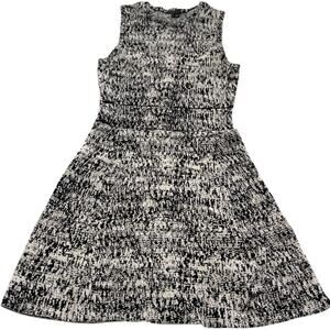 Theory Dress Womens Small Black White Alancy C Tweedscape Sleeveless Fit Flare